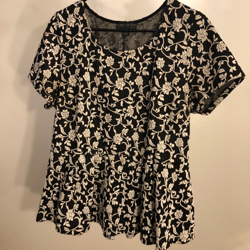Black and White Floral Blouse